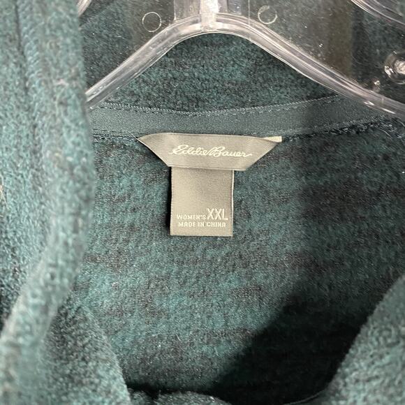 Eddie Bauer Sweater Women XXL Green Heather 1/2 Zip Up Fleece Mock Neck Classic - Picture 3 of 9